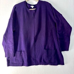 J. Jill boxy tunic sweater patch pockets in purple. XL